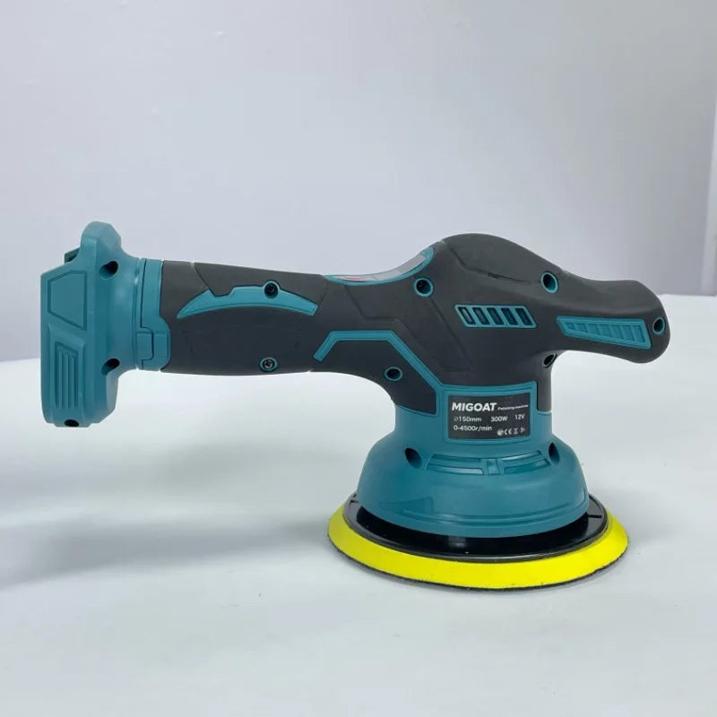 MIGOAT Cordless Car Polisher, 4500RPM Dual-Action Buffer, Auto Detailing Waxing Tool with Soft Pad, For Makita 18V-21V Battery