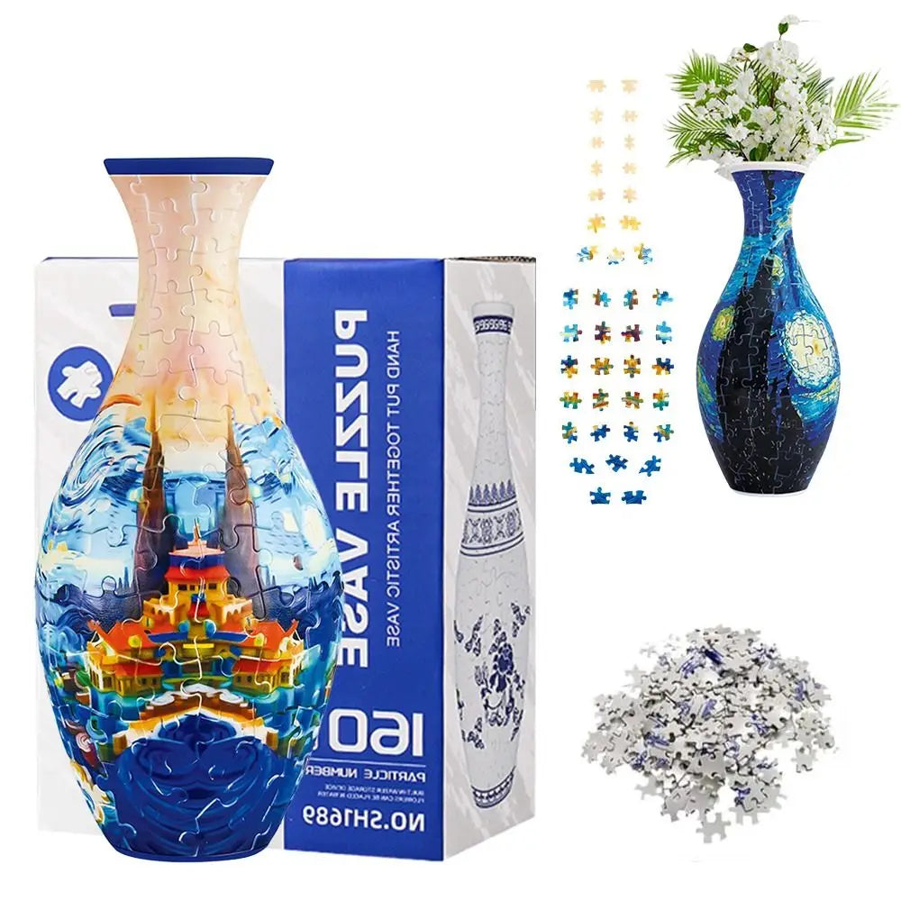 160 Curved Plastic Puzzle 3D Puzzlef Flower Vase Flower Arrangements DIY Arts 3D Art Puzzle Vase Housewarming Gift Puzzle Kit