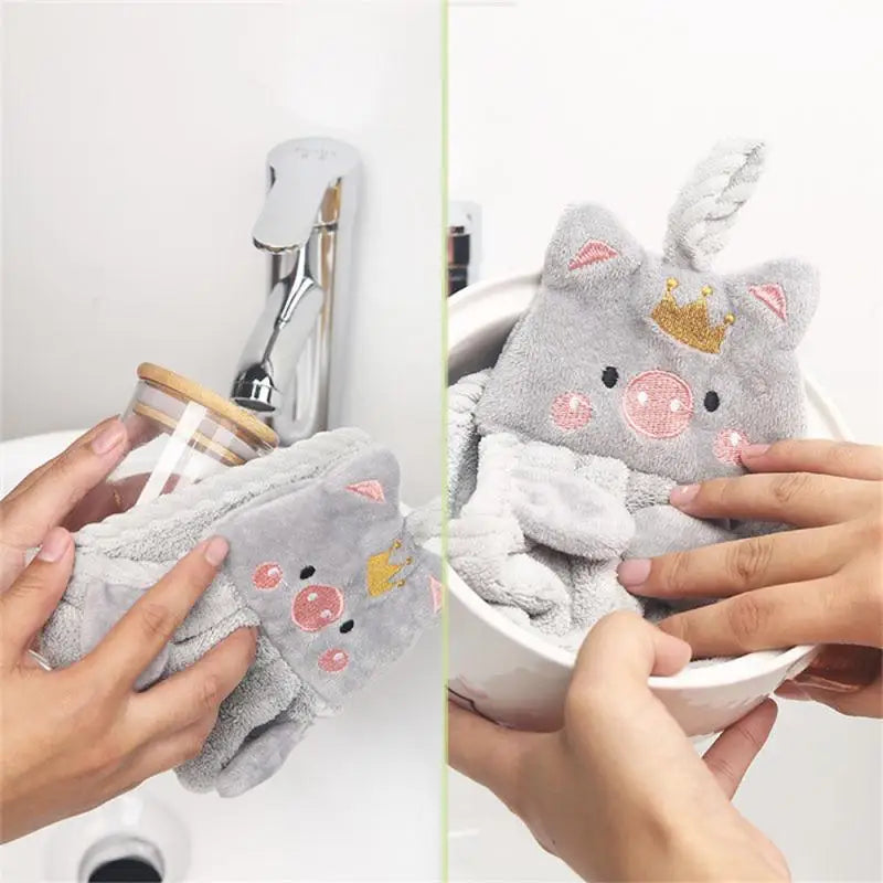 Towel Household Cute Absorbent Kitchen Cleaning Cloth Lazy Rag Wipe Towel Solid Color Children's Hand Towel