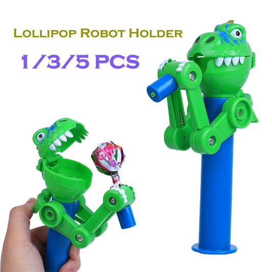 1/3/5PCS Dinosaur Lollipop Robot Holder Creative Eat Lollipop Pop Ups Case Candy Storage Christmas Gifts for Children