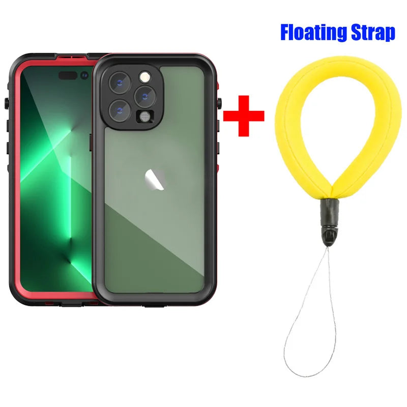 IP68 Waterproof For IPhone 16 15 14 13 12 11 Pro Max XS Max XR SE 78 Case RedPepper Cover Diving Underwater Swim Outdoor Sports