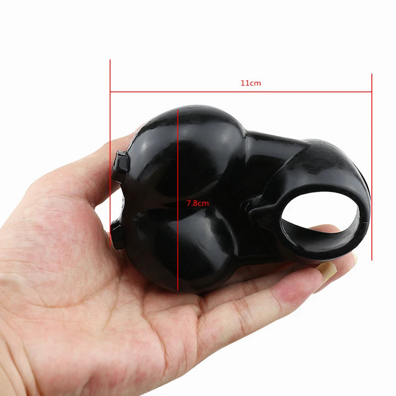 TPE Squeeze Ball Testicle Sack Enhancer Cock Sleeve Penis Ring Scrotum Pouch Erection Delay Ejaculation Adult Sex Toys for Men