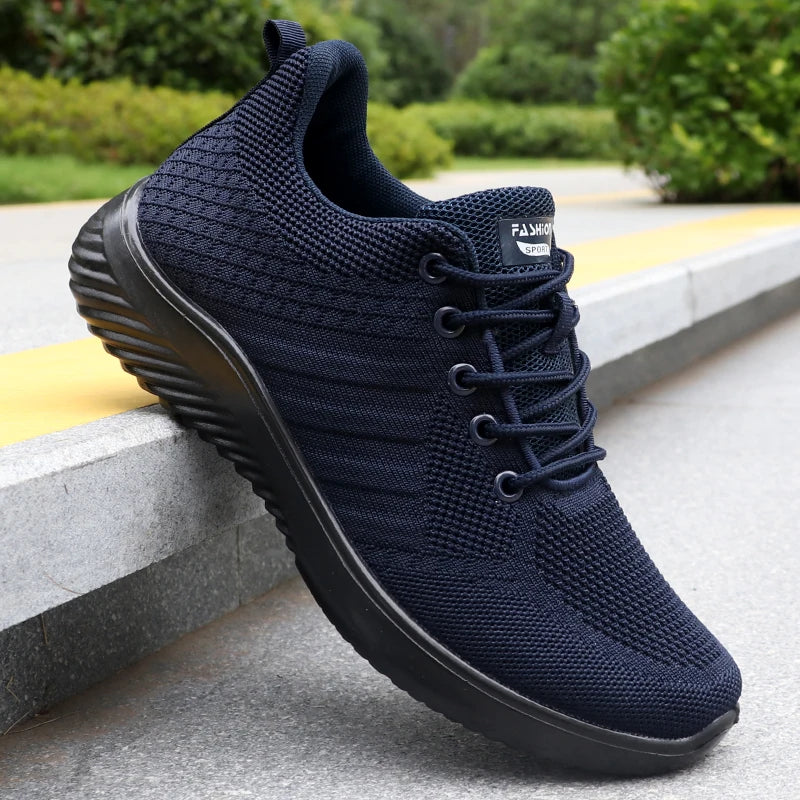 Men's Solid Lace-Up Casual Shoes, Lightweight Outdoor Sports Shoes Suitable for All Seasons Training and Exercise, Lightweight, Breathable and Non-Slip, Ideal for Leisure Walking Enthusiasts