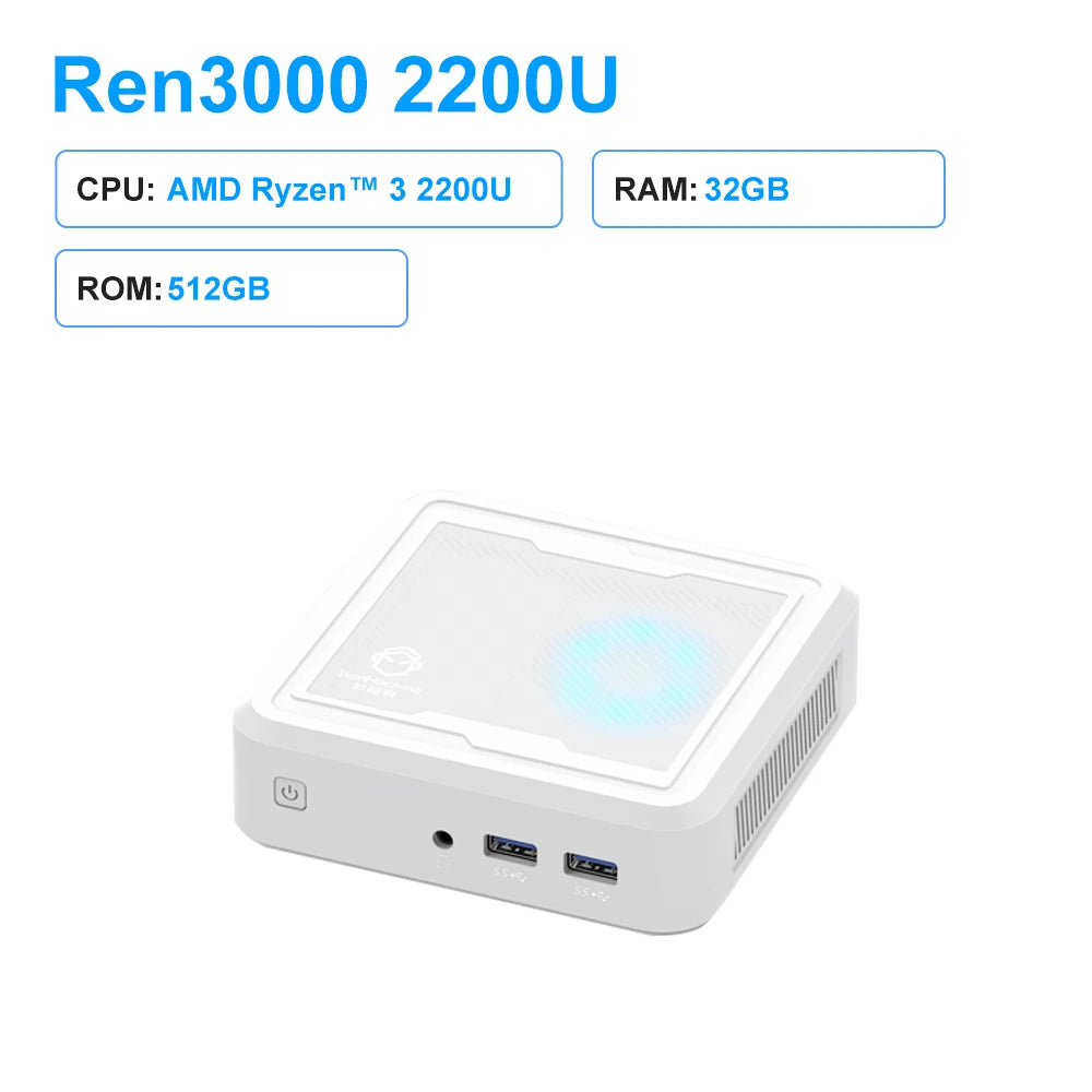 New Genmachine AMD Ryzen 3 2200U Up to 65W Mini PC DDR4 NVME SSD Wifi5 Bluetooth 4.2 Gaming Computer RX Vega 10 Graphices