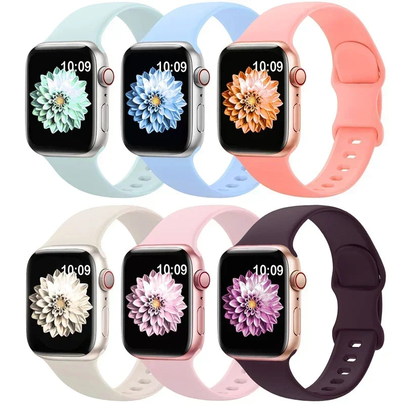 Silicone Strap For Apple Watch Band 44mm 40mm 45mm 41mm 42-38mm sport wrist bracelet iwatch series 8 7 se 3 4 5 6 9 ultra 2 49mm