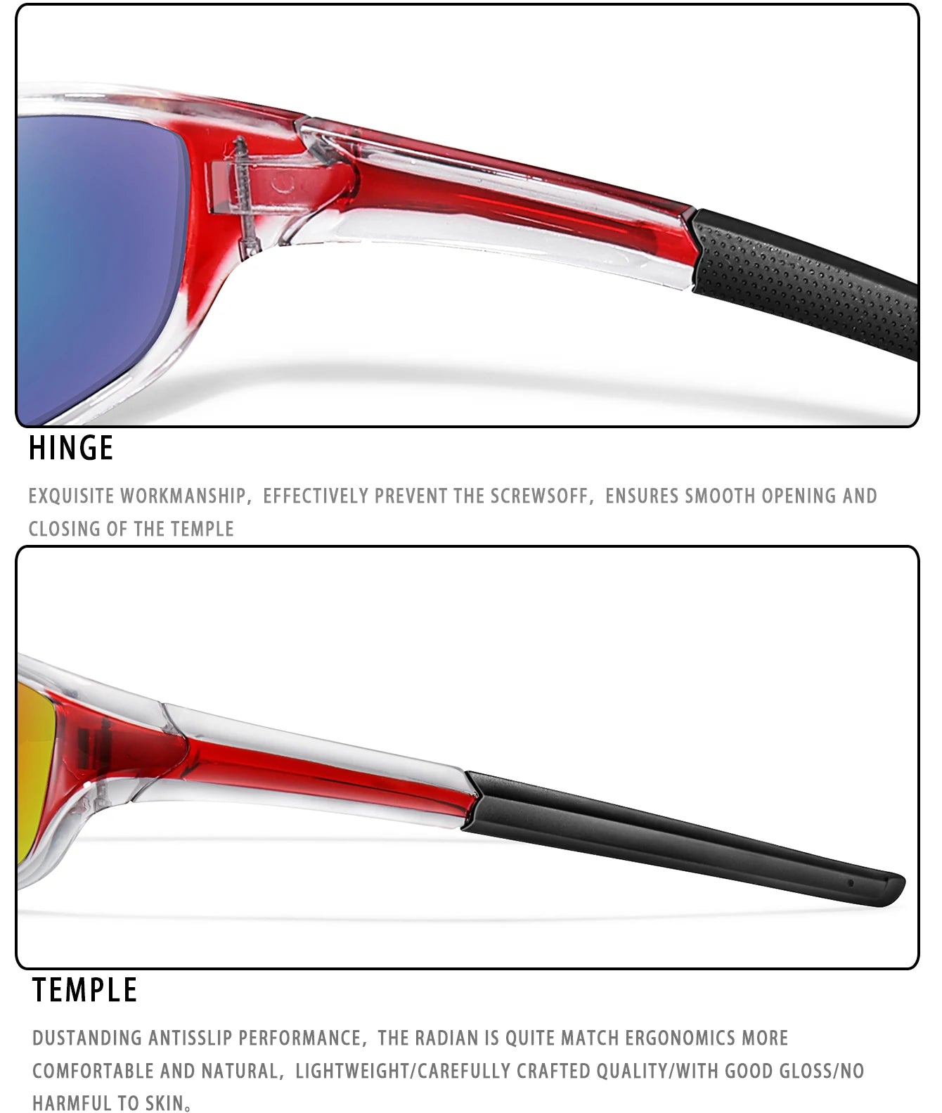 Men and Women Polarized Fishing Sunglasses Outdoor Sports Cycling Driving Hiking Eyewear Camping Travel Transparent Frame UV400