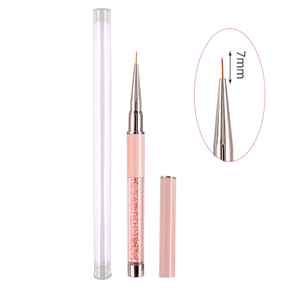 Pink Nail Art Brushse Pen Lines Stripe Flower Painting Drawing Pen Acrylic UV Gel Extension Grids Nail Brush Manicure Tools 1PCS