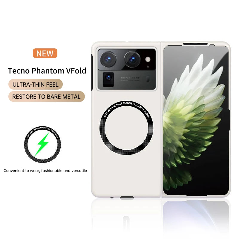 For Tecno Phantom V Fold 2 Luxury magnetic wireless phone case Skin-friendly Mobile cover Non-Slip Shockproof Bumper Funda