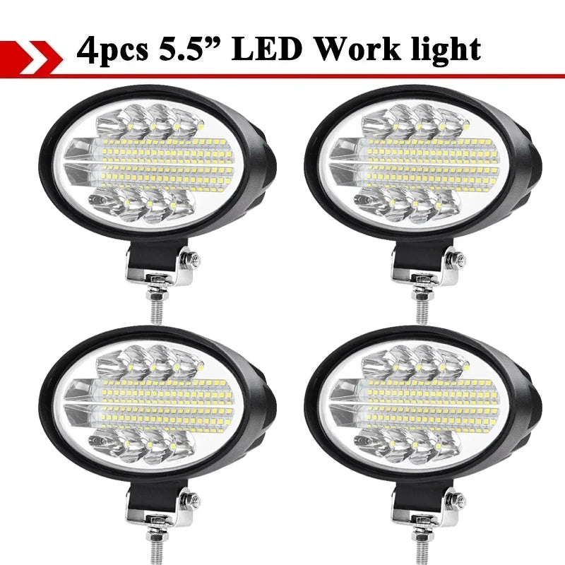 LED Tractor Oval Work Light 5inch Car Lamp 12V 24V Offroad Cab Headlight for Mining Crane Dump Truck Forklift ATV Spotlight
