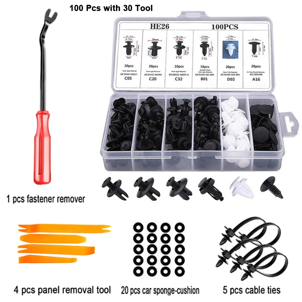Auto Fastener Clip Kit Fender Rivet Clips Car Body Push Retainer Pin Rivet Bumper Door Trim Panel Retainer Mix Size Car Clip Set