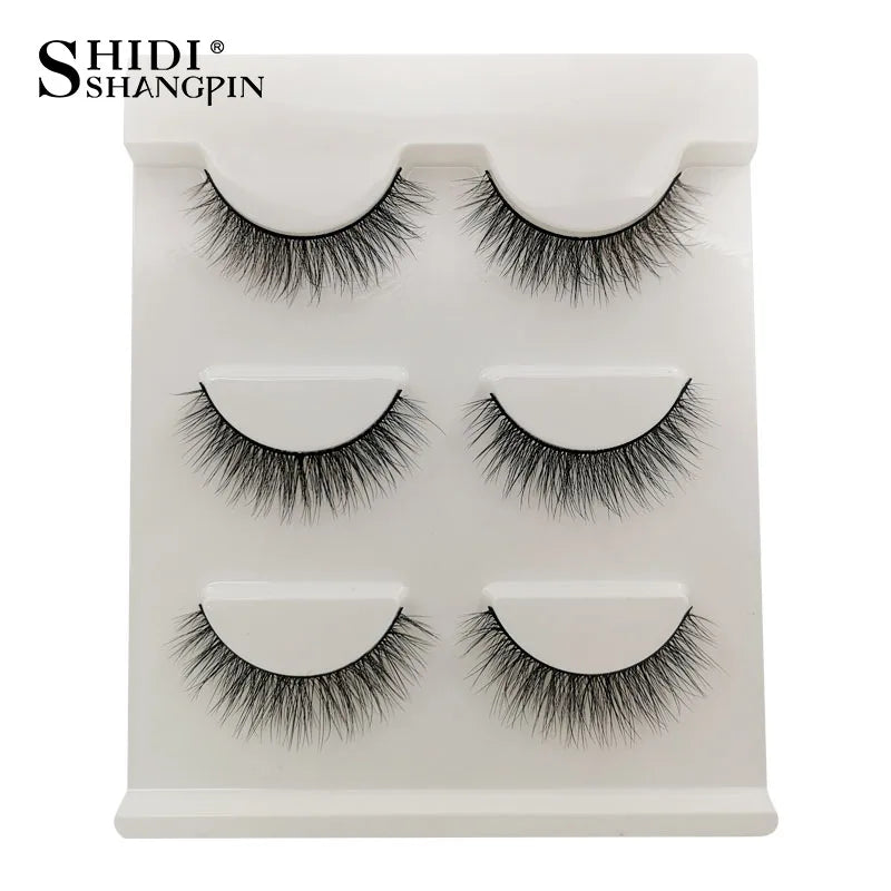 3/5/10Pairs Half False Lashes Natural Short 3D Cat Fake Mink Eyelashes Extension Winged Fluffy Wispy Faux Cils Clear Band Makeup
