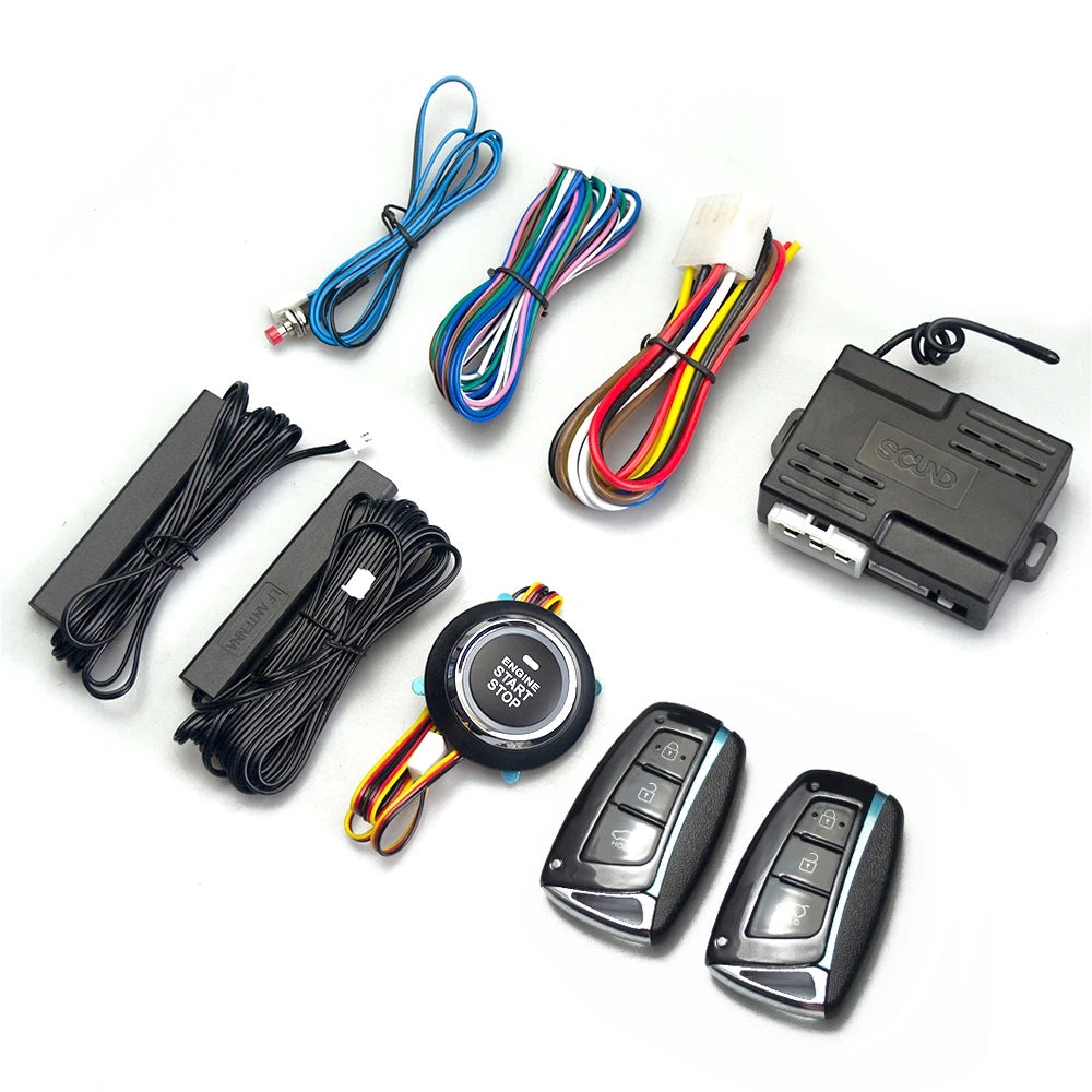 Universal Car Push Button Start Stop Keyless Entry Starter System Cell Phone Bluetooth APP PKE Remote Control Ignition Car Alarm