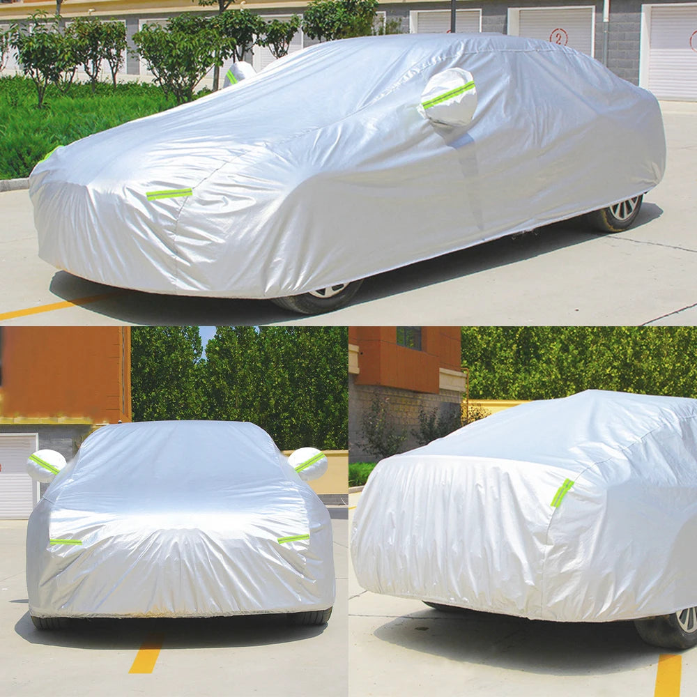 New 190T Car Cover Outdoor Protection Full Exterior Snow Cover Sunshade Dustproof Protection Cover Universal for Hatchback Sedan
