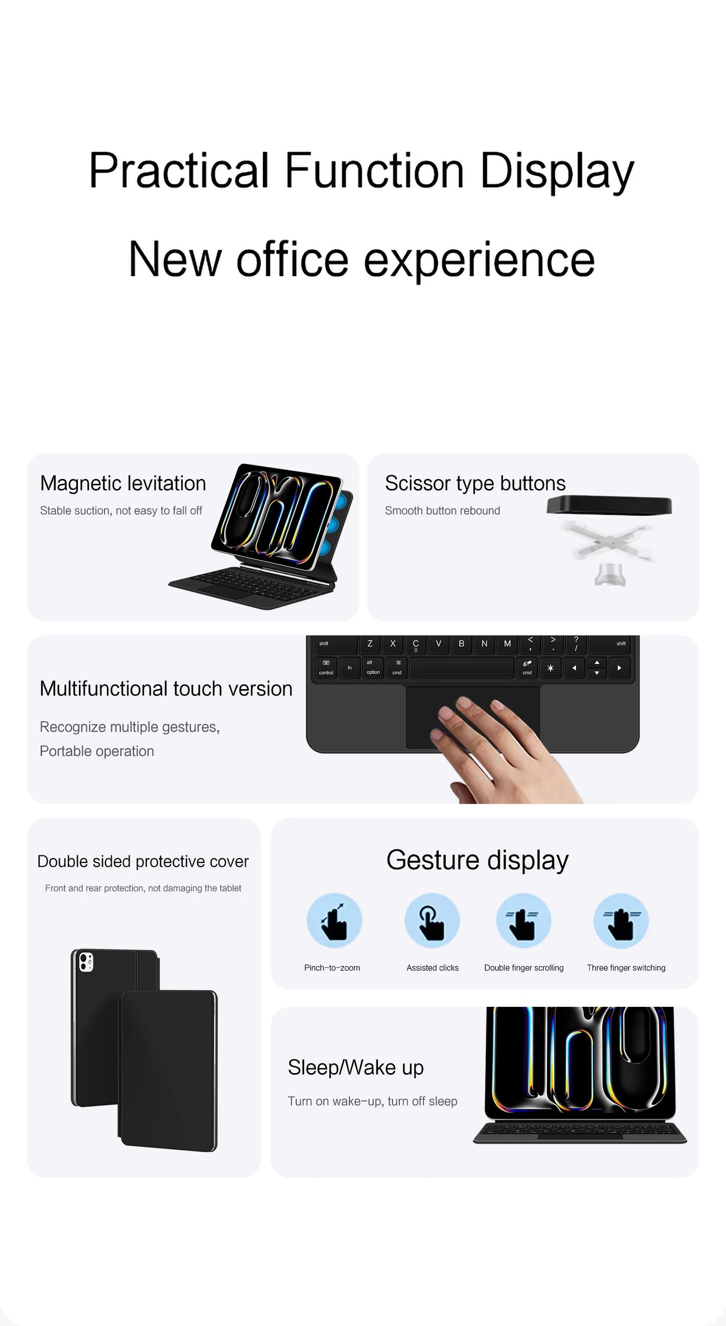 AJIUYU Magic Keyboard Folio For iPad Pro 11 inch (M4) 2024 A2836 A2837 Smart Magnetic Case Multi-touch Backlight Keyboard Cover