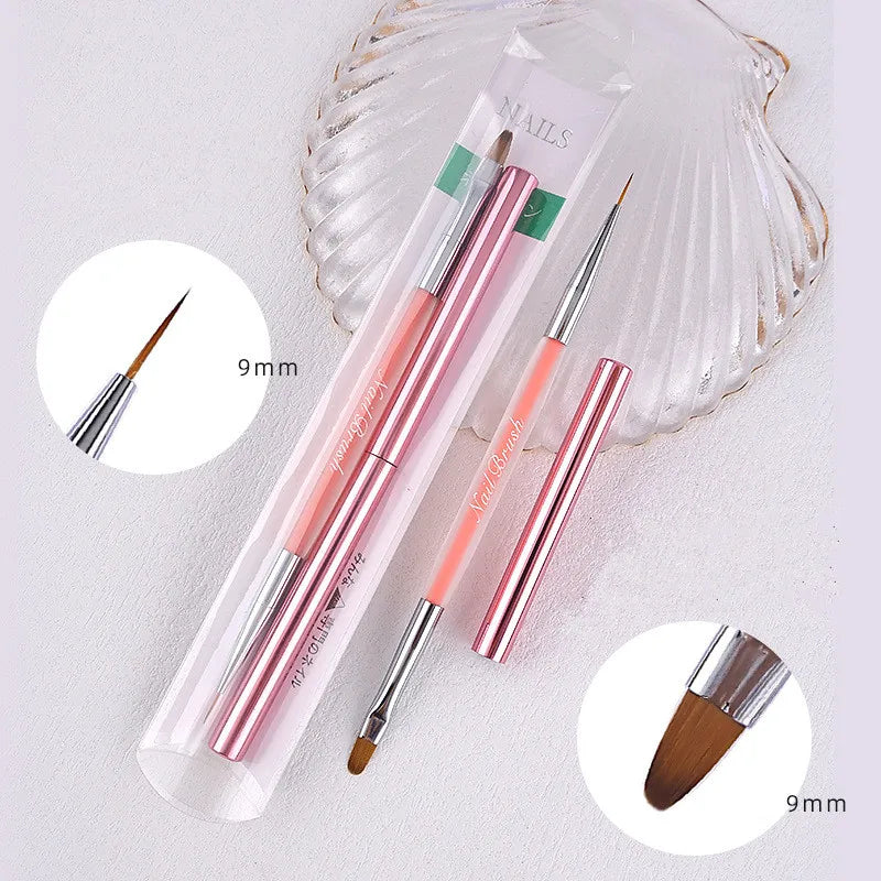 Double Head Crystal Handle Nail Brush Liner Brush Painting Pen Gel Brush Crystal Nail Art Manicure