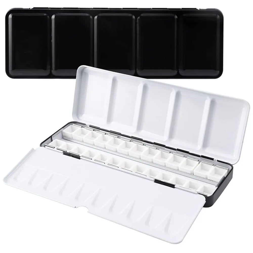 Empty Watercolor Palette, Metal Watercolor Tin with 26pcs Half Pans Paint Case with Lid Paint Box for Travel Gouache Oil Paintin