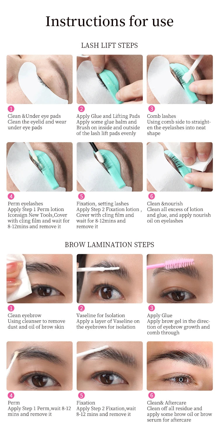 ICONSIGN 4 IN1 Set Lash Lift and Tint Kit Eyelash Lifting Brow Tint Dye Eyes Makeup Tools Patch With Glue Balm