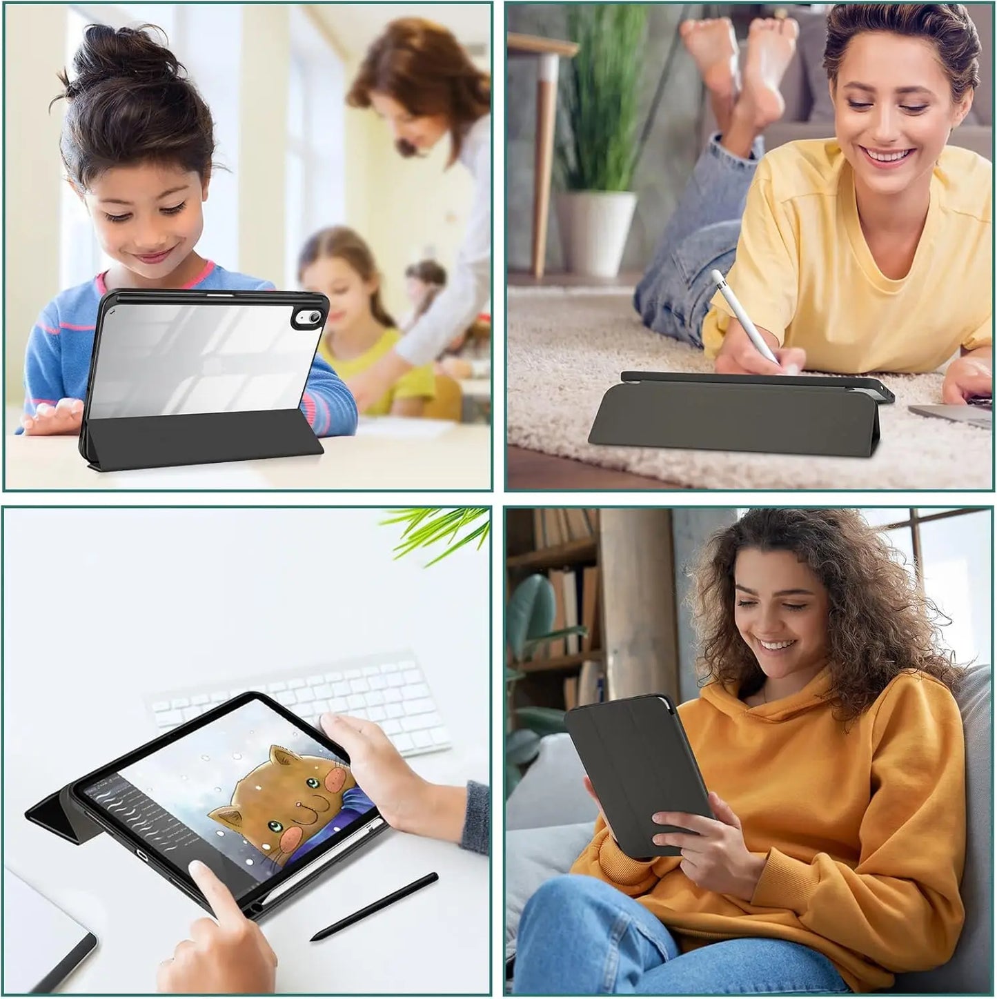 Flip Tablet Cover For iPad 10 2022 10th 10.9''/11 2025 11th (A16) 11'' Acylic Back Case With Pencil Holder Auto Wake up /Sleep