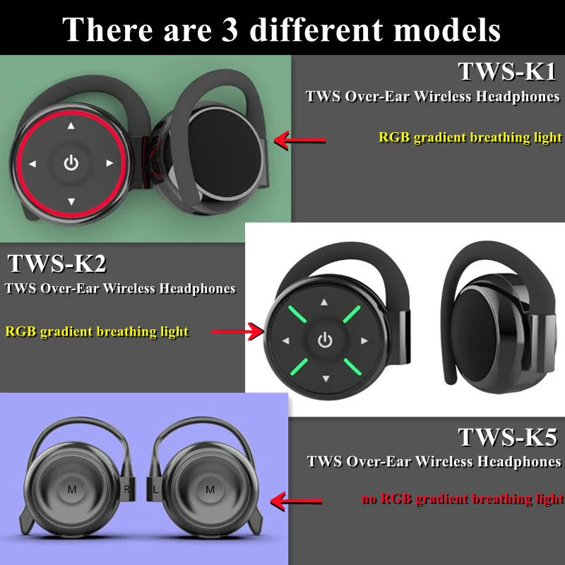 TWS Over-Ear Wireless Headphone Bluetooth-Compatible V5.0 Lossless Sound Ear Hook Earphone Game/Music Dual Mode Open-Ear Headset
