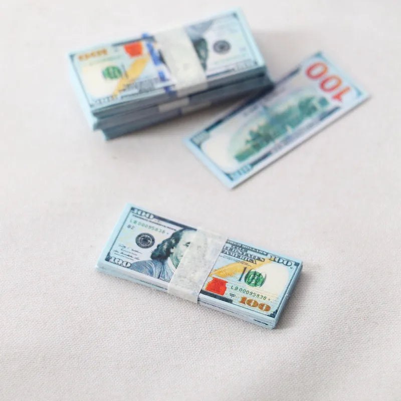 1:12 Dollar KRW Ticket Mini Fake Money Dollhouse Miniature Scene Model Banknotes Prop Dollar Bills Artificial Money Decoration