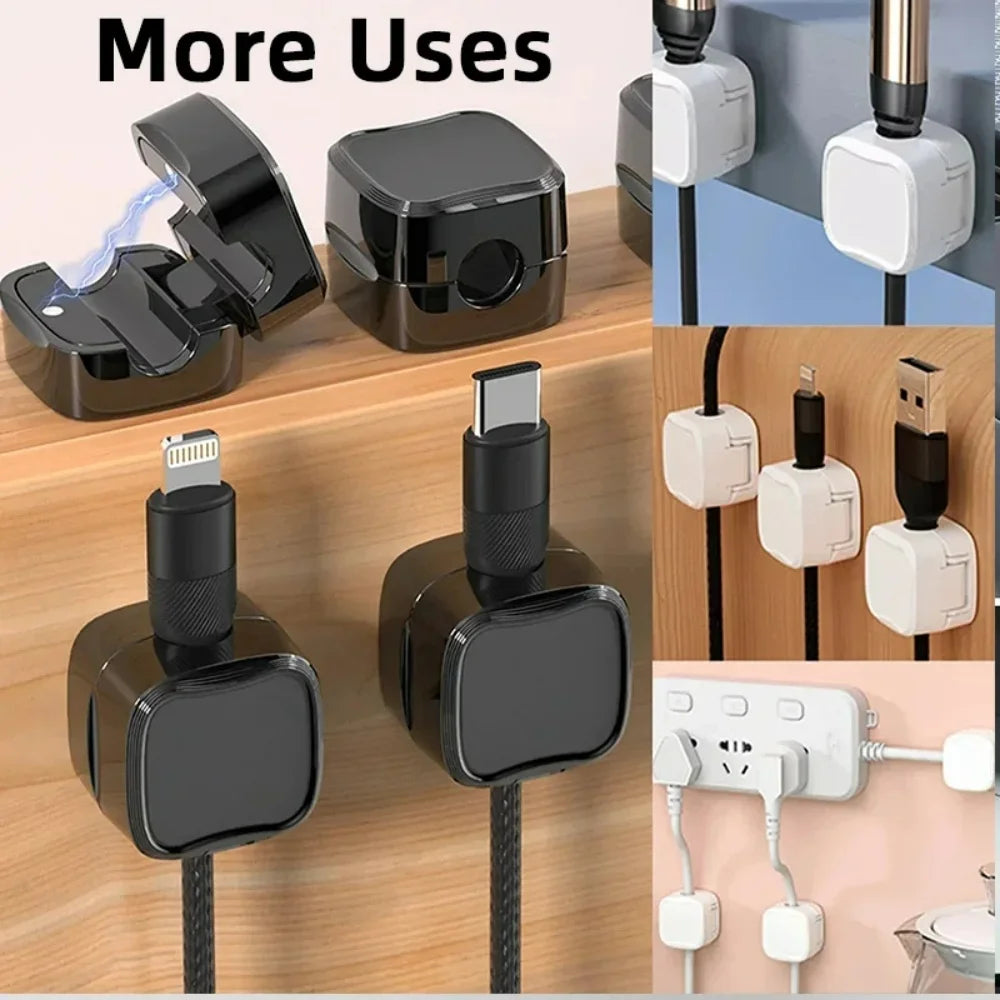 Magnetic Cable Organizer Cable Clips 1/3/6 PCS Management Wire Keeper Wall Data Cable Winder Adjustable Cord Holder Under Desk