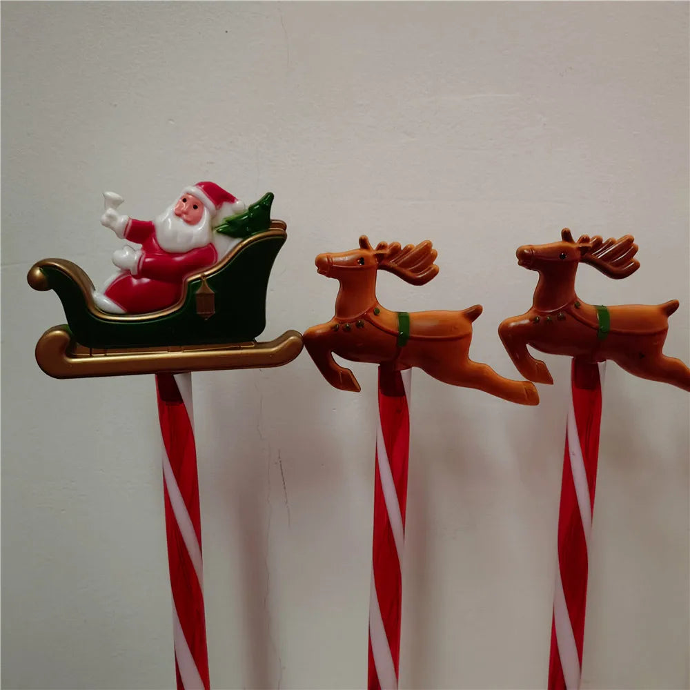 5pcs Solar LED Christmas Lights Set Santa Reindeer Design for Outdoor Patio Garden Lawn Decor Holiday Lights Waterproof 136