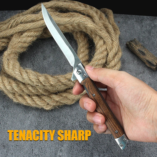 Portable Damascus Carry Pocket Knife Survival Knife Folding Knife Outdoor Tactical Knife Survival Camping Knife Wooden Handle