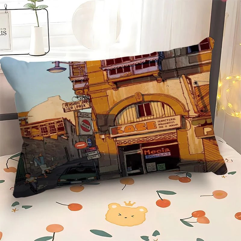 Scene Art Anime Cartoon Pillowcase, 30×50cm Rectangular Sofa Cover, 40×60cm Car Seat Cushion