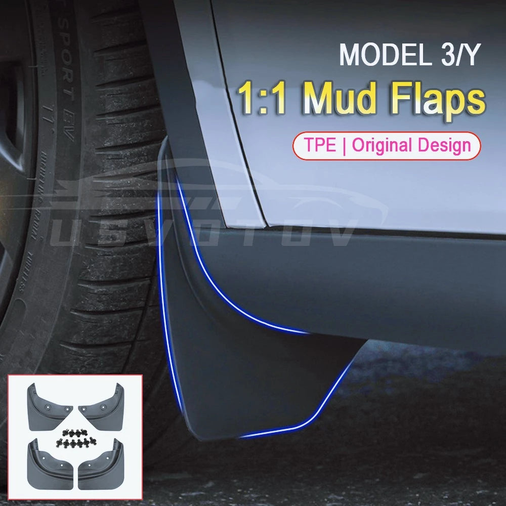 Soft Mud Flaps for Tesla Model 3 Highland 2024 Model Y 2024-2021 Mudflaps Splash Guards Mudguards Front Rear Fender Protector