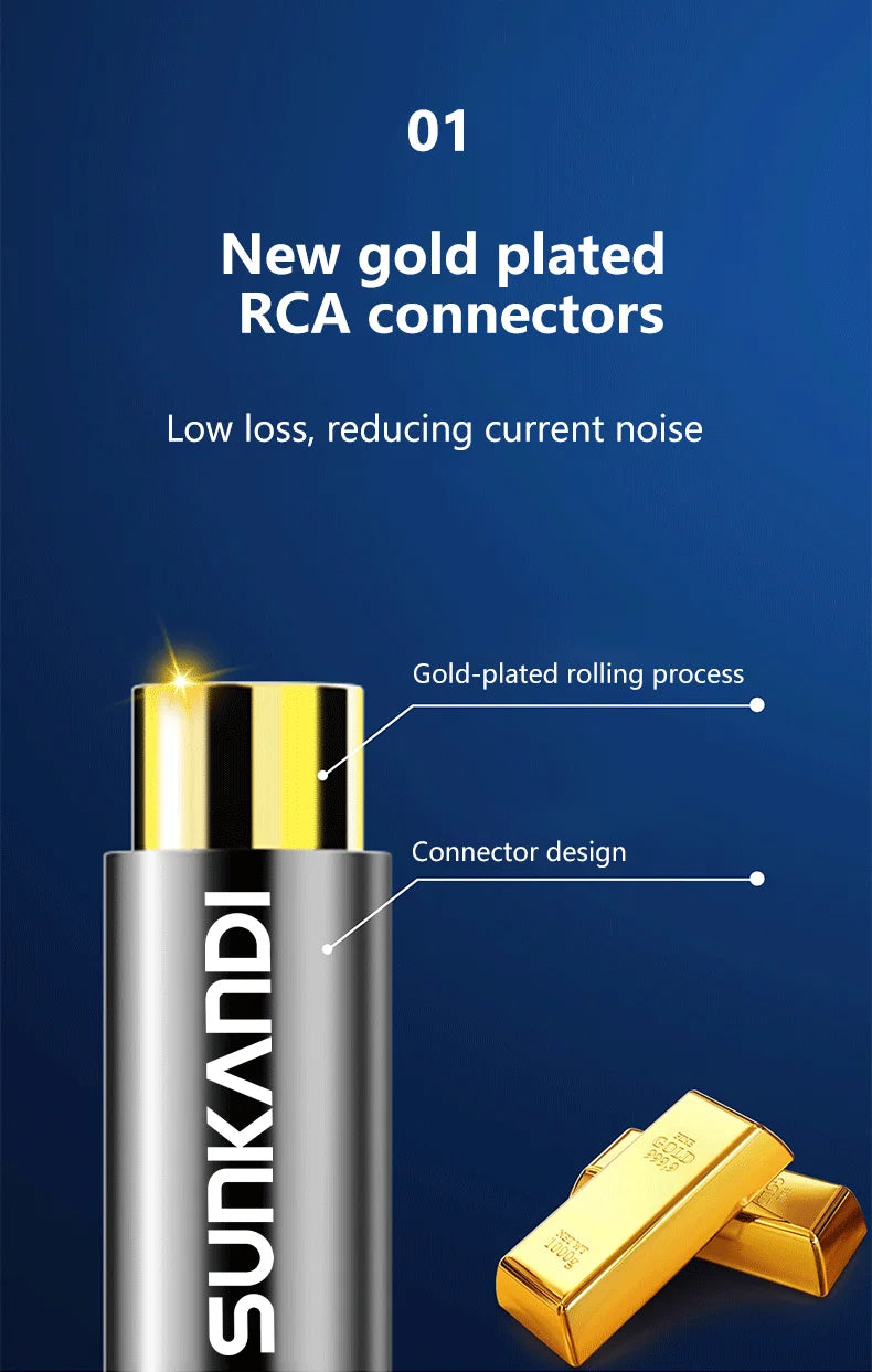 SUNKANDI RCA Male to female extension cable, copper housing  RCA male to RCA female cable Stereo audio extension cable adapter