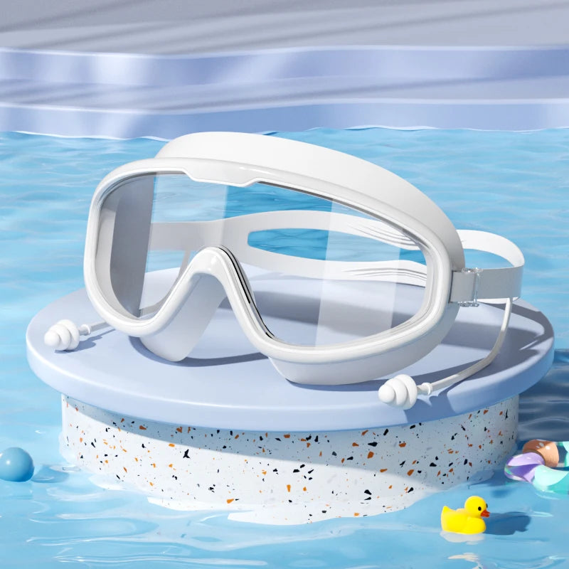 Kids Swimming Goggles Big Frame HD View Anti-fog Waterproof Children's Swim Goggles Boys and Girls Multi-color to Choose