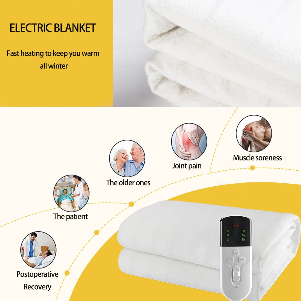 RuiAnBao Electric Heated Blanket Queen Size Double 160*130cm with Timer 220V Thermal Mattress Topper Winter Bed Warmer
