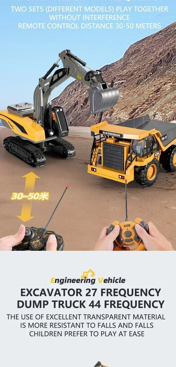 Intelligent remote control excavator dump truck 2.4Gremote control engineering truck crawler truck bulldozer children's gift toy