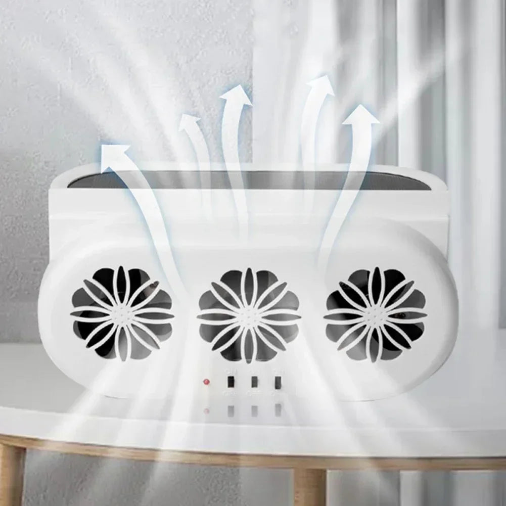 Solar Car Exhaust Fan in-car Air Circulation Cooling 3 USB Rechargeable Ventilation Fan Cooling Smoke Exhaust Fan for Car SUV