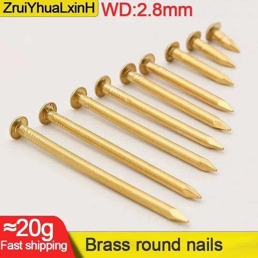 2.8mm Mini Brass Nails - Round Head Copper Brads for Woodworking, Model Making & DIY Crafts (Gold Color Small Size 10mm≈32pcs)