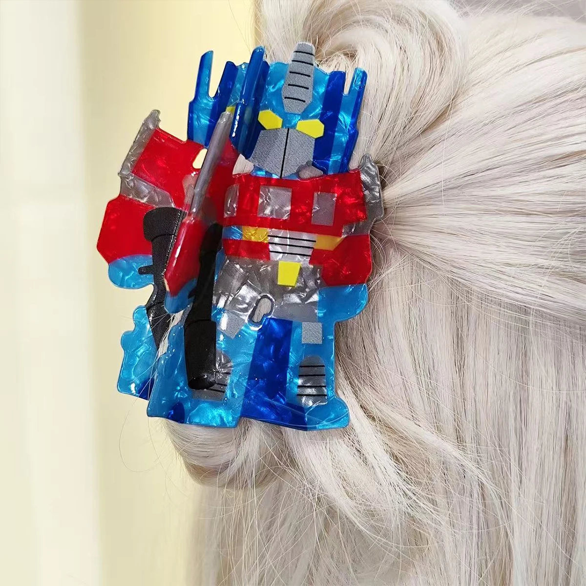 1pc acrylic Transformers Optimus Prime Bumblebee robot grabber hairpin hair accessory