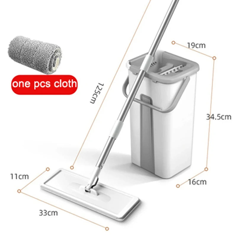 Mops Floor Cleaning Microfiber Squeeze Mops Spin Mop with Bucket 360Rotating Flat Floor Mops Wet Or Dry Usage Household Cleaning