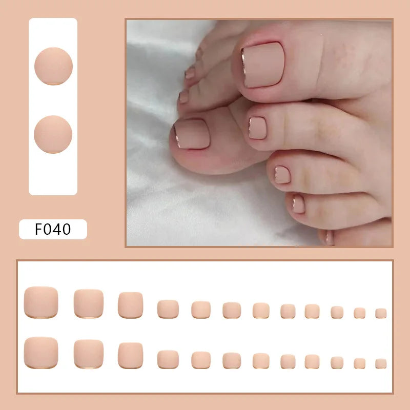 Flash Pile Drill Press on Nails Fake Nails Tips with Sticker False Toenail Design Butterfly Lovely Girl False Toenail
