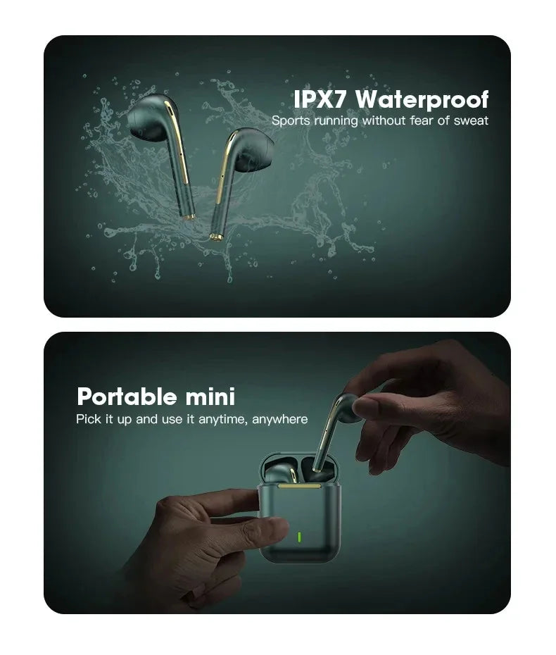 J18 wireless earphones, Bluetooth earphones, 9D noise cancelling gaming earphones with microphone, outdoor sports earphones