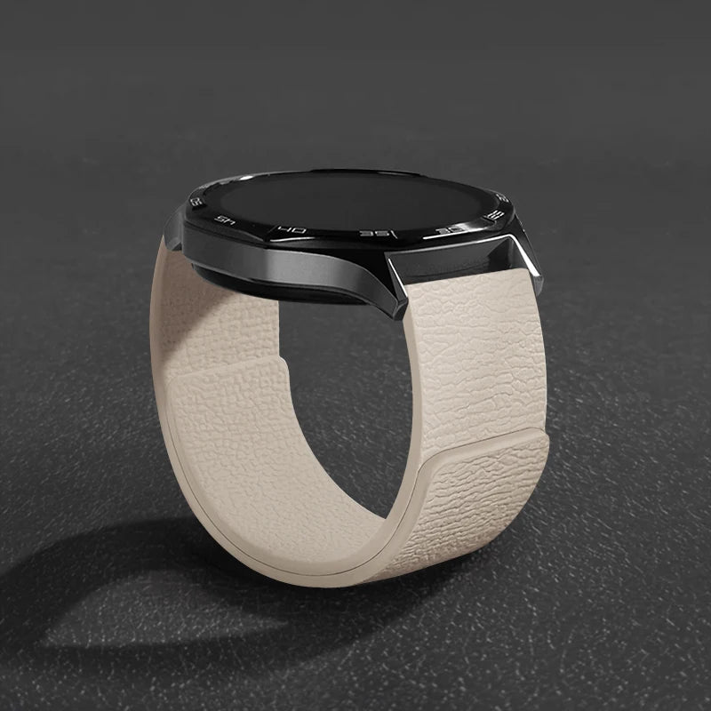 Magnetic Loop Strap For Samsung Galaxy Watch 7/6/5/4 Classic Silicone Lychee pattern 18mm 20mm 22mm Bracelet HUAWEI GT3-4-5 Band