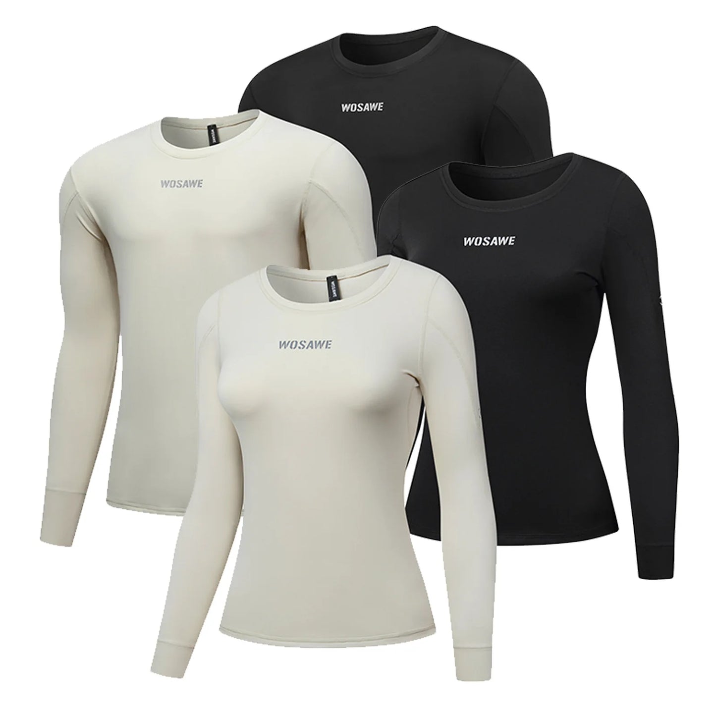 WOSAWE Women's Fleece Lined Thermal Underwear Set Motorcycle Skiing Base Layer Winter Warm Long Johns Shirts & Tops Bottoms