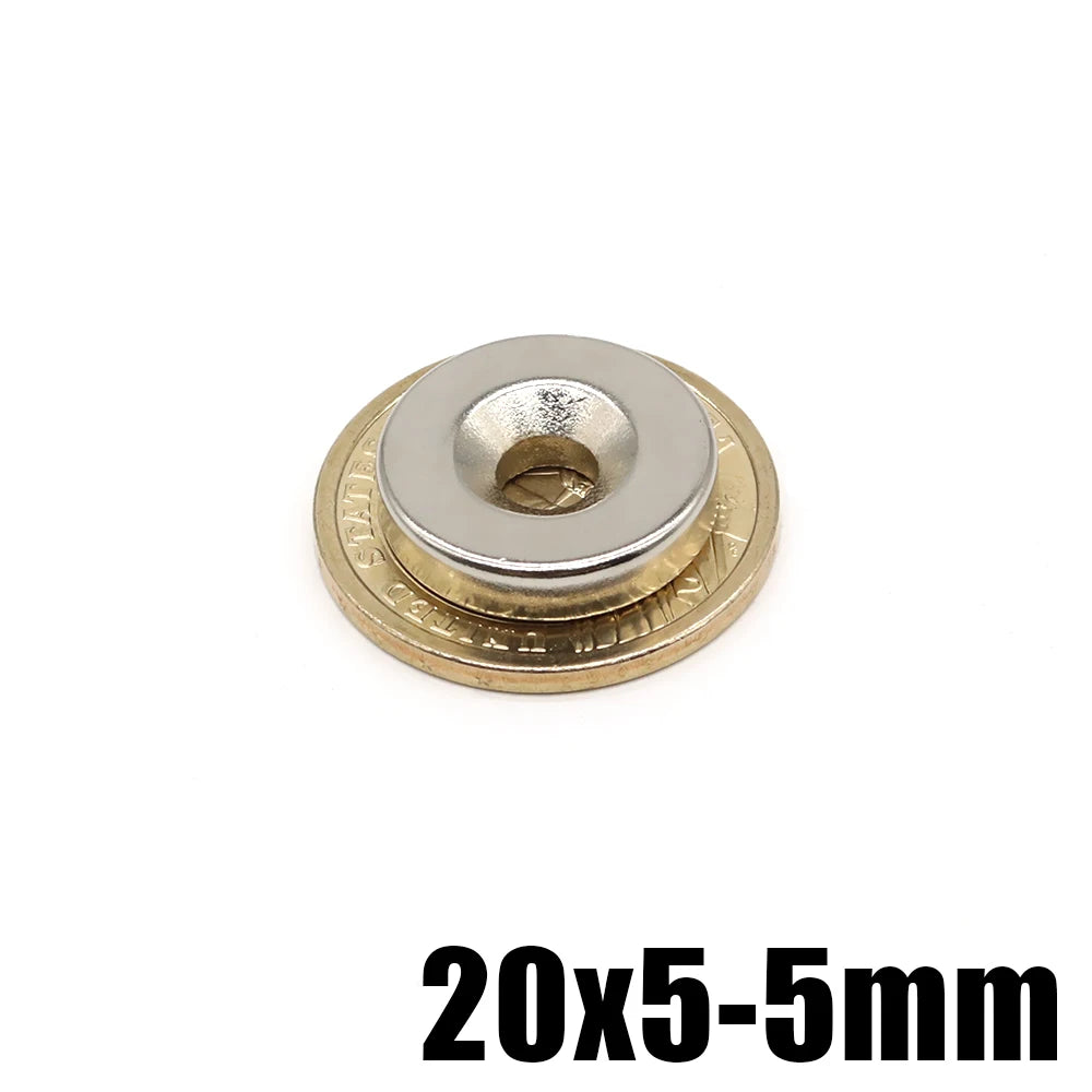 2/5 Pcs 20x5-5 Neodymium Magnet 20mm X 5mm Hole 5mm NdFeB N35 Round Super Powerful Strong Permanent Magnetic Imanes Disc