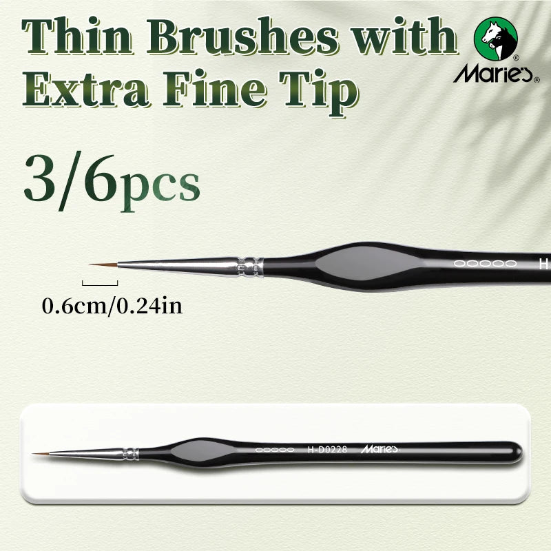 Marie's 00000 Fine Tip Paint Brush Set for Acrylic, Models, Mini  Miniature Detail , Nylon Hair Thin Extra Fine Paintbrushes