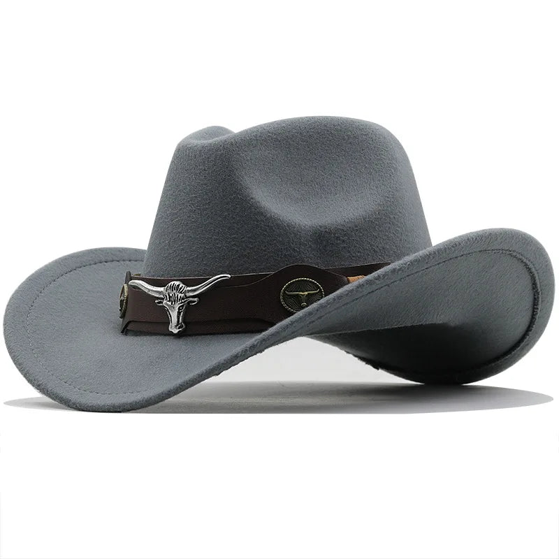 Fashion Cowboy Hats Wide Brim Cowboy Cowgirl Panama Hat with Retro Belt for Dress-Up Parties Costume Felt Hat