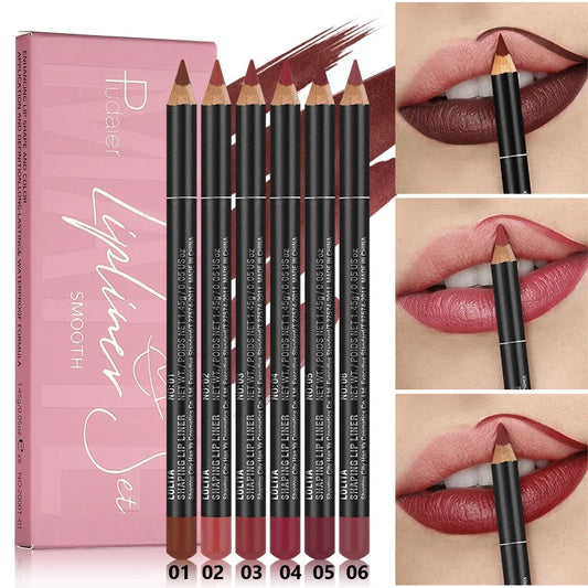 Pudaier 6pcs Matte Lip Liner Set: Waterproof, Durable, Easy to Color, Long-lasting, Suitable for All Skin Types - Perfect Choice