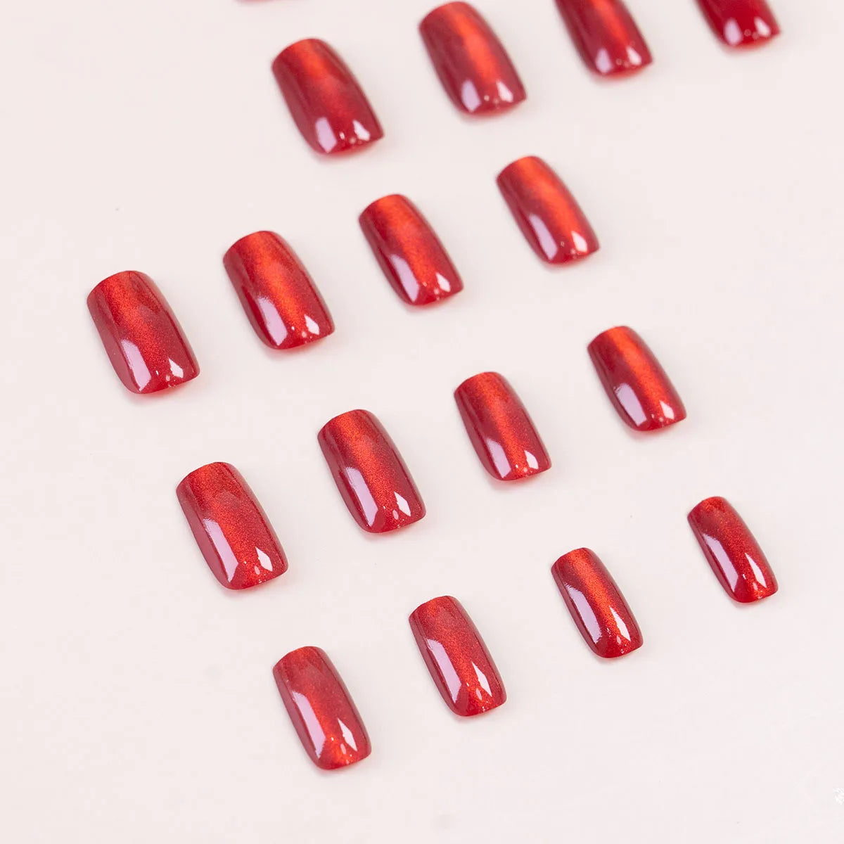 24pcs Cat's Eye Press on Nails Wearing Square Head French Ballet Nail Art Tips for Women Removable False Nails with Jelly Glue