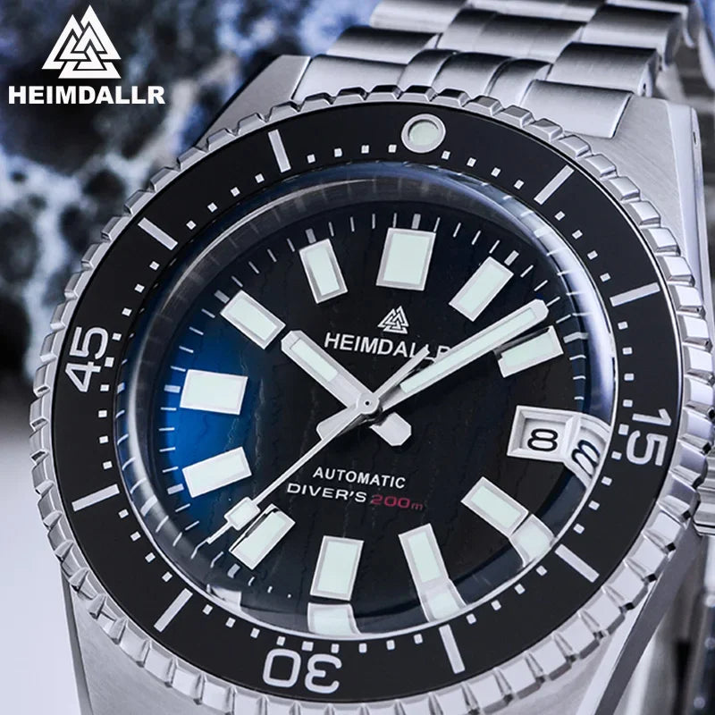 HEIMDALLR Men's Automatic Mechanical Wristwatch NH35 Ceramic Bezel Sapphire Crystal 200M Waterproof 316L Steel Original Watch