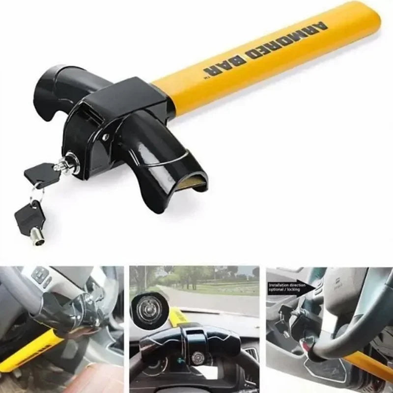 Steering wheel lock, car safety rotation T-type steering wheel anti-theft lock Universal car steering wheel lock with 2 keys