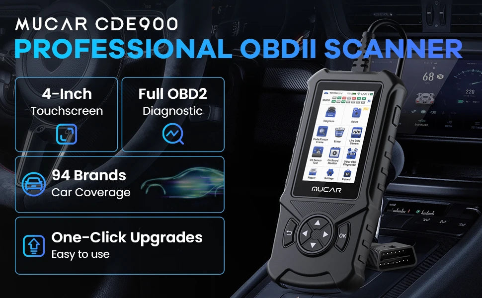 MUCAR CDE900/CDE900 PRO OBD2 Auto Diagnostic Tool car Scanner Tools full system 28 reset Code Reader Scan Tool 2+32G WIFI Update