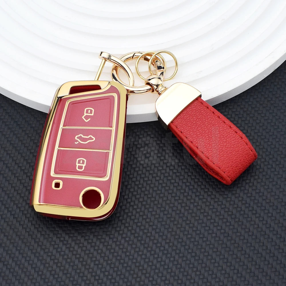 TPU Car TPU Folding Key Cover Shell For VW Volkswagen MK7 GTI 7 Golf 7 Golf R Skoda Octavia A7 SEAT Bag Case Holder Protector
